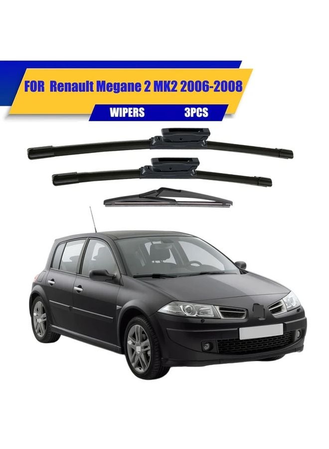 رينو ميغان 2 MK2 2006 2008 24 بوصة 18 بوصة 9 بوصة مجموعة مساحات أمامية وخلفية لجميع الأحوال الجوية - Image 3
